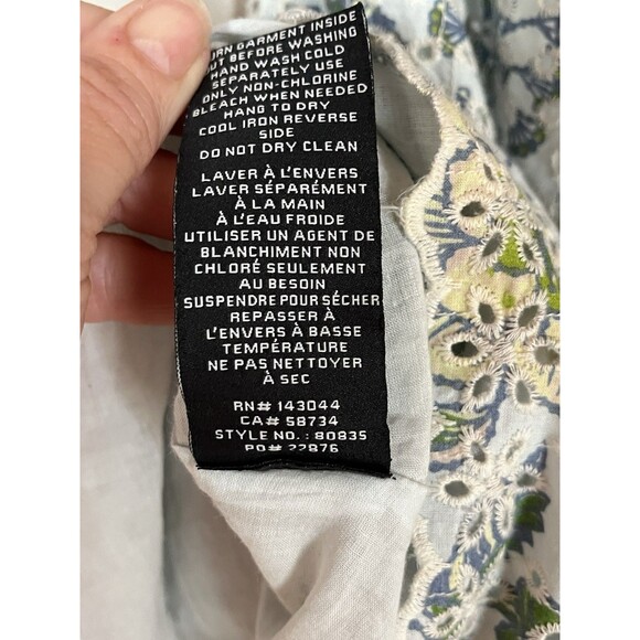 7 For All Mankind Floral mini dress cotton Eyelet Puff Sleeve Cottagecore , XS - Picture 8 of 8